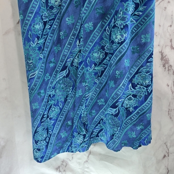 Vintage Hawaiian Dress Women Medium Blue Purple Midi Maxi Floral Tank 90s - Picture 8 of 12